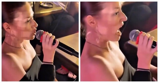 Девушка в караоке зачитала рэп