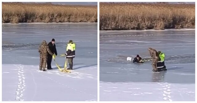 Мужчина вместе с квадроциклом провалился под лёд