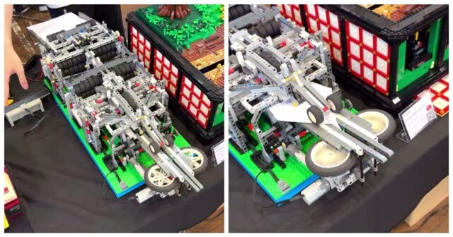 Парень собрал из LEGO машину, которая делает бумажные самолётики