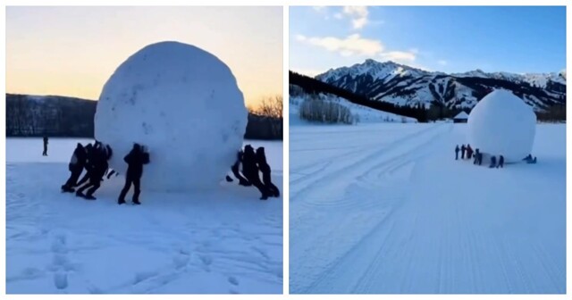 В США слепили самый большой снежный шар в мире