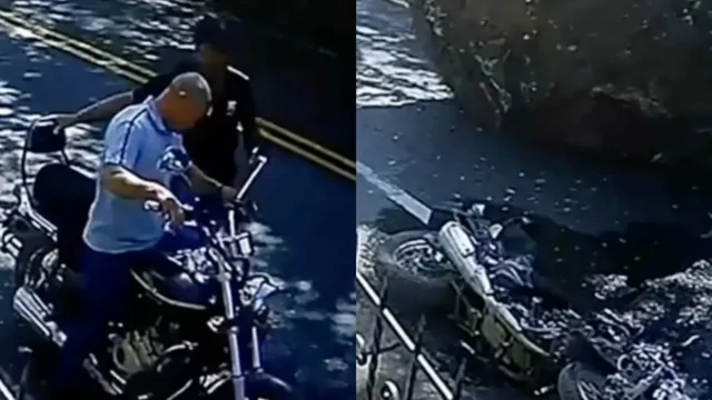 Мгновение до катастрофы: мотоциклисты чудом спаслись от падающих камней