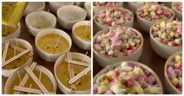 Свечи в виде салата Оливье