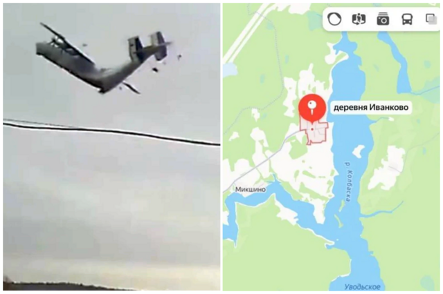Разрушился еще до падения: в сети появились кадры крушения транспортного самолёта Ан-22 "Антей" Минобороны России