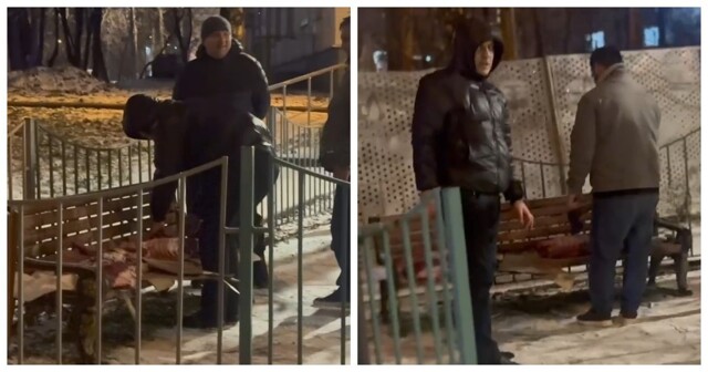 В Москве мигранты разделывали тушу на детской площадке