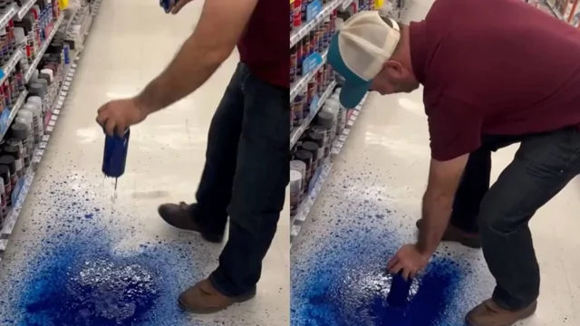 Баллон с краской устроил хаос в магазине