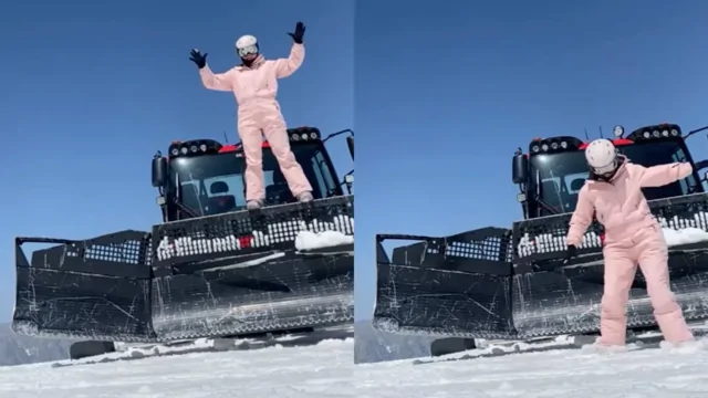 Девушка сломала ногу, спрыгнув со снегоуборочной машины