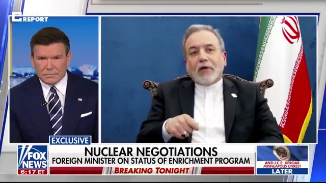 Глава МИД Ирана Аббас Арагчи в эфире Fox News: