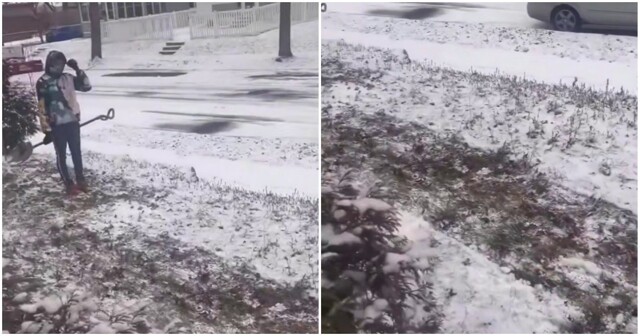 Подросток перестарался с уборкой снега