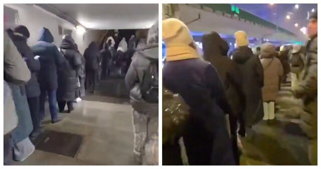 Впечатляющая очередь на автобус в Москве