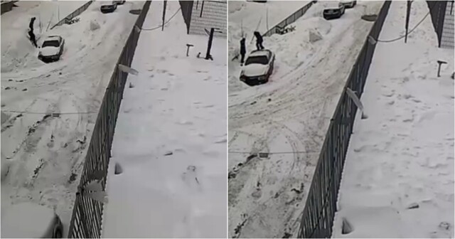 В Новосибирске школьники устроили «батут» на припаркованной машине