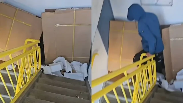 В Амстердаме женщина не могла выйти из дома — перед дверью выросла «баррикада» из вещей бездомного