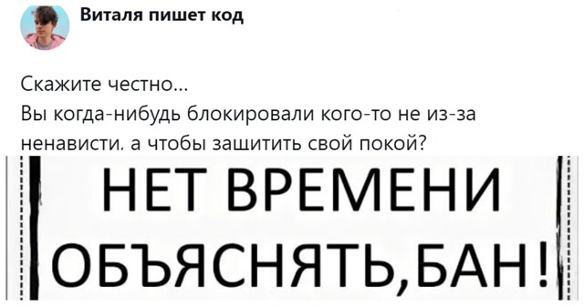 «Никого не ненавижу, но при этом постоянно кого-нибудь блокирую»: пользователи пытаются понять, почему мы кидаем в блок людей, к которым не испытываем ненависти?