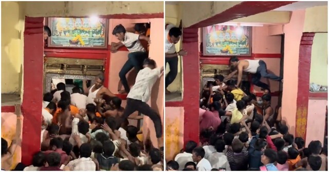 Десятки индийцев пытаются попасть в храм