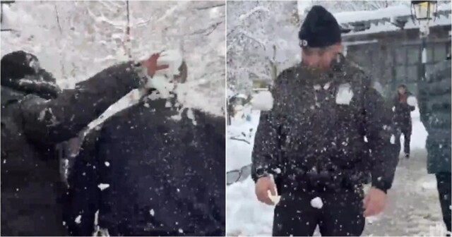 Полицейских закидали снежками в парке Нью-Йорка