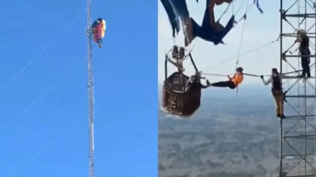 В Техасе воздушный шар застрял на высоте 280 метров в башне связи