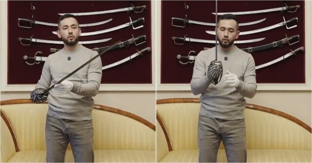 Коллекционер показал редкий антикварный меч «Скиавона»