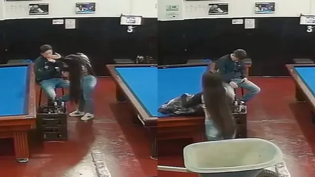 Парень уснул в бильярдном клубе, а девушка проявила находчивость