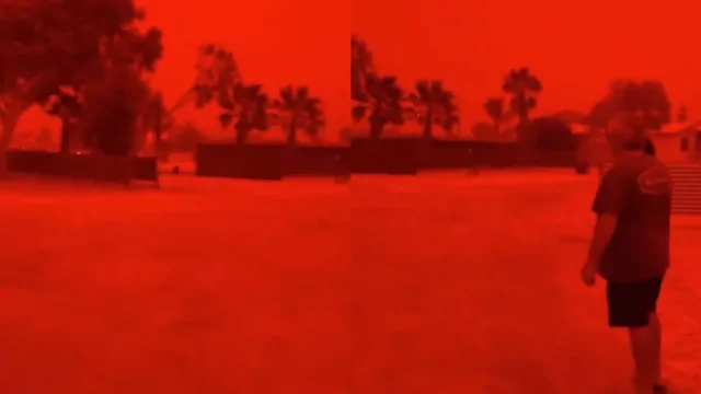 В Австралии из-за тропического циклона Нарелл небо окрасилось в красный цвет