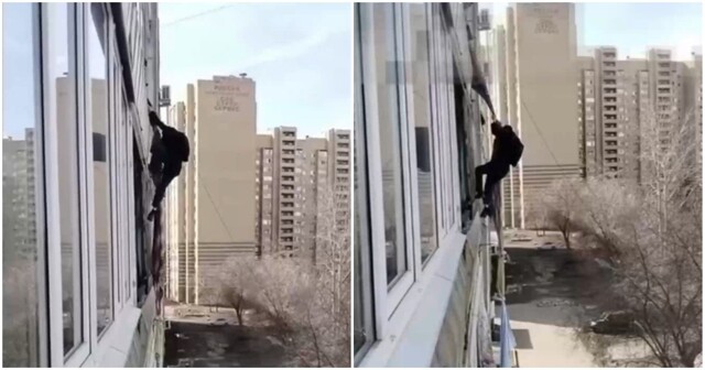 Попытка парня спуститься с шестого этажа по простыням