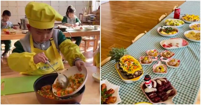 Кулинарный урок в китайском детском садике