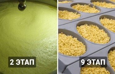 Полный процесс производства лапши быстрого приготовления