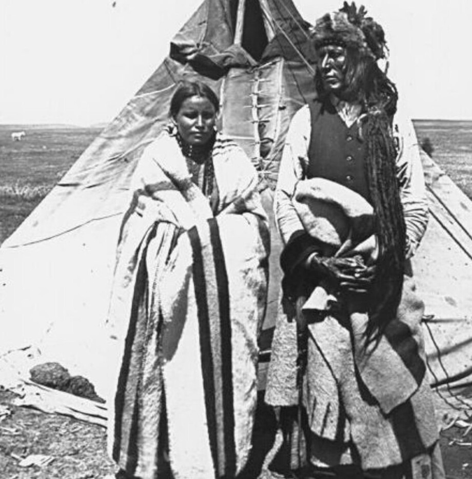 2. Вождь племени кри Питикваханапивийин и его жена, 1884 г.