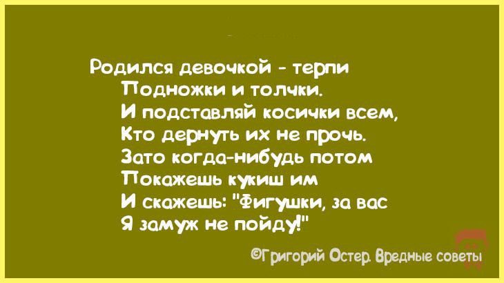 Никогда не прикасалась к примусу. Вредные советы родился девочкой. Вредные советы родился девочкой терпи. Остер вредные советы родился девочкой терпи. Вредные советы фигушки за вас.